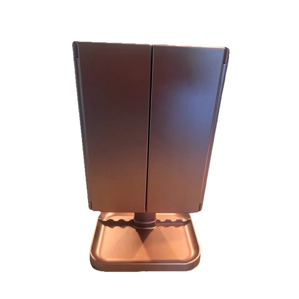 Rose Gold Trifold LED Lighting Cosmetic Mirror